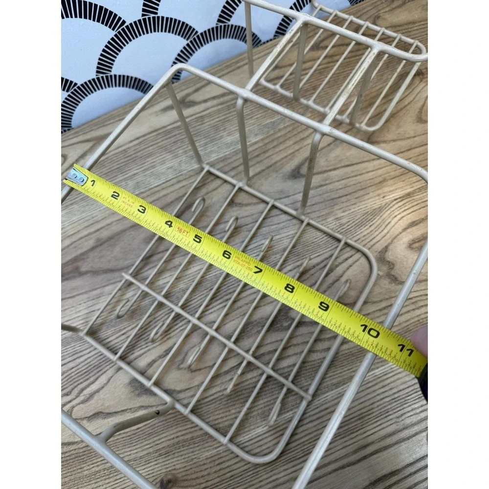 Vtg RUBBERMAID Coated Wire Dish Organizer Cup/Mug Rack Plate/Bowl Holder Ivory